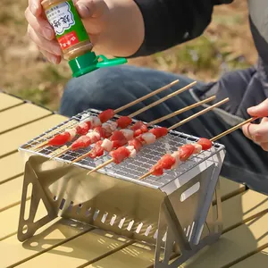 Escursionismo all'aperto griglia per barbecue pieghevole stufa a carbone stufa per barbecue portatile staccabile in acciaio inossidabile