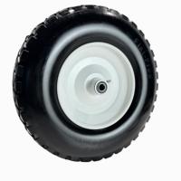Vente en gros 4.00-8 Pneus en mousse PU avec moyeu de symétrie en métal pour roulette sans plat et brouette OEM pris en charge