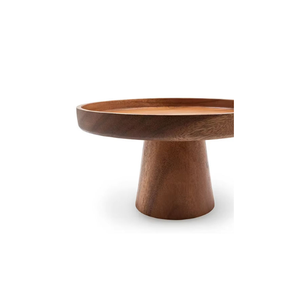 Soporte para pasteles de madera Suar de primera calidad con una bandeja para frutas de madera de Acacia de 25 cm con borde, para una presentación de alimentos elegante y segura. - Product Image 2