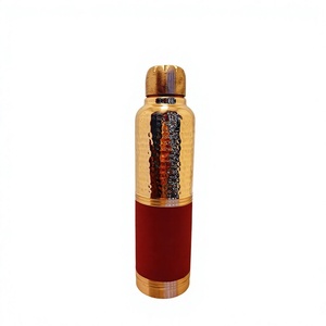 Handcrafted Pure Copper Water Bottle 1000ml Leakproof Half-Hammered Drinkware Gym Sports Copper Flask with Color Coating - Product Image 1