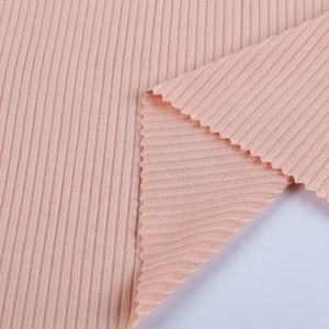 A buon mercato spazzolato poliestere bi-stretch 1x1 costola tessuto a maglia materiale negozio - Product Image 1