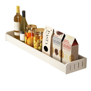 <b>Wall</b> Mounted Metal Spice Rack White Rectangle No Drilling Required <b>Hanging</b> Rod With Hooks For Kitchen <b>Storage</b> - Product Image 5