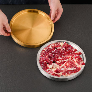 Rundes Serviert ablett aus rostfreiem Stahl Doppels chich tiger Hot Pot Barbecue Restaurant Rindfleisch-Küchen teller Obsts alat teller - Product Image 3