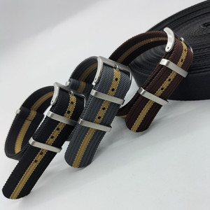 Lionorm 사용자 정의 브레이드 골지 나일론 시계 스트랩 18mm 20mm 22mm 단일 패스 본드 통기성 손목 스트랩 핑크 베이지 블랙 - Product Image 5