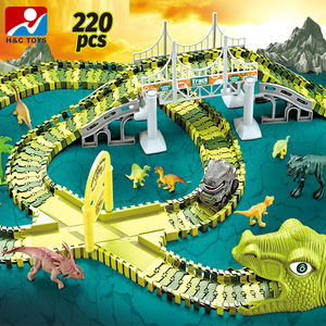 Niños dinosaurio carril paraíso juego conjunto 220 piezas DIY libre montar órbita juguetes educación juguete coche pista - Product Image 2
