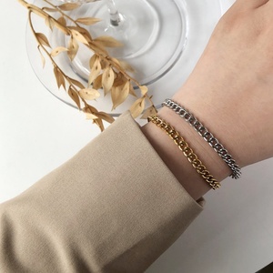 Waterproof Stainless Steel Cuban Link Gold Plated Chain Bracelet for Women <b>Men</b> - Product Image 6