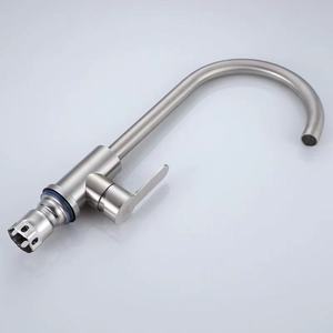 Stainless Steel Kitchen Faucet Single Handle <b>Deck</b> Mounted Contemporary Ceramic Valve Core Easy Installation - Product Image 1