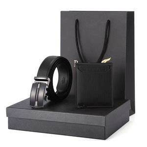 Ensemble Ceinture et <span class=keywords><strong>Portefeuille</strong></span> Court Portable en Cuir Véritable pour Hommes d'Affaires, Personnalisable avec Logo, Ceinture de Marque avec Boucle - Product Image 3