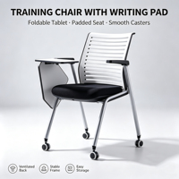Chaise de bureau pliable ergonomique avec soutien lombaire confortable pour une longue séance à la maison/réunion/formation