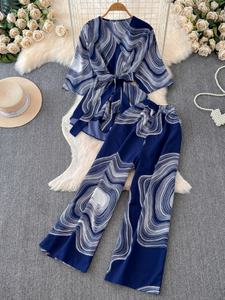 Nouvelle Collection Été 2025 : Ensemble Tendance Femme – <span class=keywords><strong>Manteau</strong></span> Style Sœur Royale Urbain + Pantalon Taille Haute Ample – 100% Coton - Product Image 2