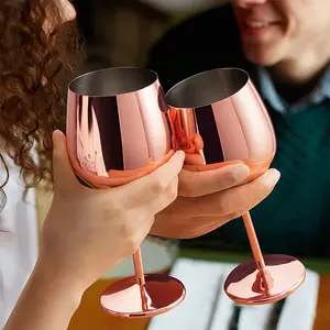 Gelas Piala Minum Anggur Aluminium Logam Sekali Pakai Warna Kustom 500Ml Gelas Anggur Merah Aluminium Daur Ulang