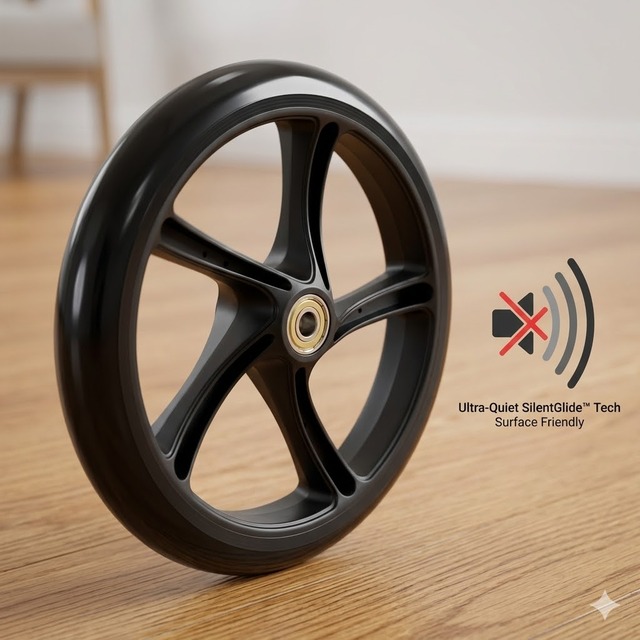 High Load PU Wheelchair Wheel, 300mm 12 Inch Silent Replacement Wheel with Bearing for Trolley and Mobility Aids