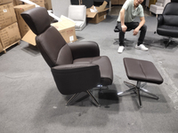 Chaise de bureau ergonomique pivotante de luxe moderne, chaise de direction inclinable, cuir véritable, chaise de loisirs, cadre en acier inoxydable