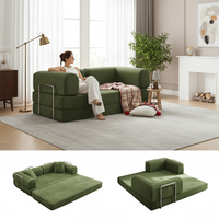 Canapé-lit modulable pliable en tissu vert, livraison gratuite, pour salon et appartement, livré en boîte