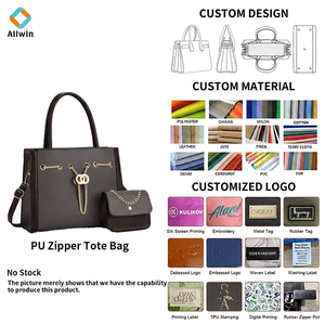 Nouvel ensemble de sacs à main simples pour femmes en <span class=keywords><strong>cuir</strong></span> PU imperméable 2025 – 2 pièces, grande capacité, avec fermeture éclair, <span class=keywords><strong>sac</strong></span> messager en polyester à chaîne - Product Image 1
