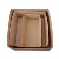 Barquette alimentaire jetable en papier kraft, boîte d'emballage rectangulaire ouverte en carton