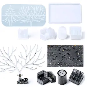 Bandeja de resina epoxi de cristal para joyería, exquisita caja hexagonal para pintalabios, caja para pastel, Cenicero, soporte para bolígrafo, molde de silicona