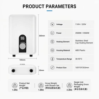 Chauffe-eau électrique instantané sans réservoir 3,5-5,5 kW 110/220 V, élément chauffant en acier inoxydable, étanche IPX4, affichage LED