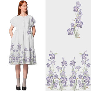 قماش مطبوع بزهور الزنبق ونبات العنب الرومانسي، نسيج متنفس يشبه القطن للمنسوجات المنزلية والحقائب وملابس النوم للفتيات - Product Image 5