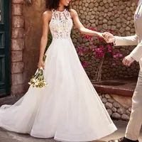 2021 الأبيض العروس زي فساتين الزفاف مع الدانتيل القاع للعرائس اللباس زائد حجم S-XL