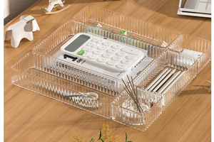 Hotsale 홈 침실 욕실 서랍 화장품 메이크업 주최자 PET 플라스틱 아크릴 테이블 보관함 - Product Image 4