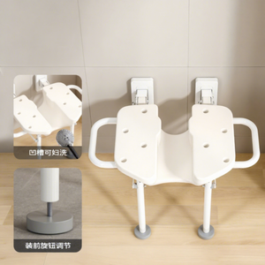KS Folding Shower Chair Wall Mounted <b>Bathroom</b> <b>Stool</b> For Elderly 150 Kg Capacity Stainless Steel Safety Equipment - Product Image 3
