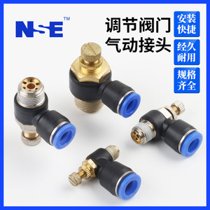 วาล์วควบคุมการไหลแบบนิวแมติก SL8 02 ตัวควบคุมความเร็วแบบปรับได้สำหรับการใช้งานกับแก๊สแรงดันสูง - Product Image 2