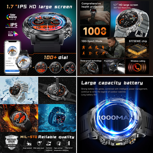 SENBONO AK87 <span class=keywords><strong>Smartwatch</strong></span> di Alta Qualità <span class=keywords><strong>con</strong></span> Torcia, Schermo da 1,7 Pollici, Batteria ad Alta Capacità 1000mAh, Impermeabile, <span class=keywords><strong>Orologio</strong></span> Intelligente per Uomo e Attività all'Aperto - Product Image 6