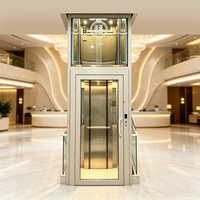 Ascenseur de villa VVVF, ascenseur domestique automatique sans engrenages, cabine en verre, alliage d'aluminium, manuel, pour toit, 2 à 4 étages, 400 kg, certifié CE