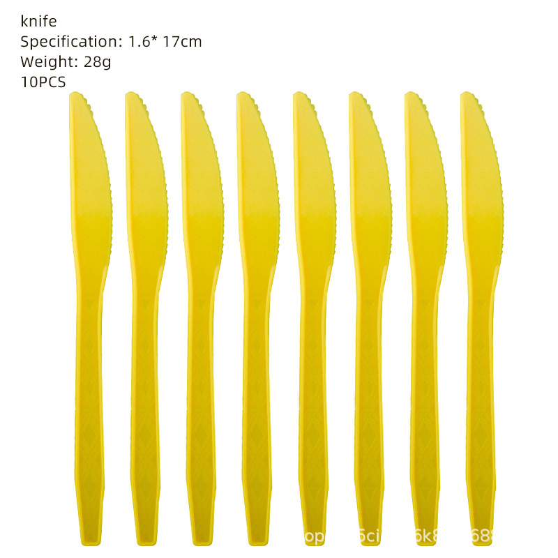 Yellow-10pcs pastic knife