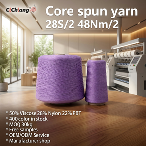High Elastic Color Core Spun <b>Yarn</b> 50% Viscose 28% Nylon Cashmere 22% PBT Filament Blended Fancy <b>Yarn</b> 28s/2 Textile Factory China - Product Image 1