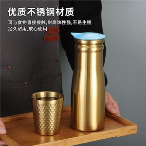 Stainless Steel Cold Water Pitcher 1.0L Gold Single Layer For Home Hotel Restaurant Use - Product Image 4