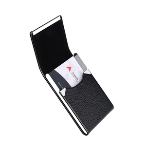 Porta biglietti da visita in pelle sintetica sottile con custodia in metallo con caratteristiche RFID e chiusura magnetica per un massimo di 25 carte di Design a portafoglio corto - Product Image 4