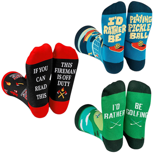 Chaussettes de sport de golf et de tennis personnalisées-Chaussettes d'équipage évacuant l'humidité avec impression d'équipement de <span class=keywords><strong>pompier</strong></span> Chaussettes à thème en gros - Product Image 1