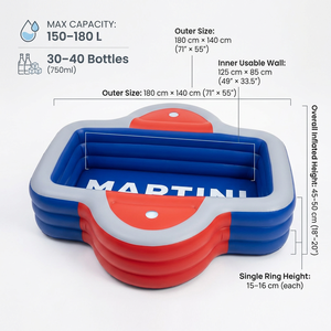 Bar de fête gonflable personnalisé et seau à glace gonflable (role principal) – Mini piscine gonflable d'été pour intérieur, à monter facilement - Product Image 4