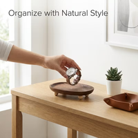 Plateau à bijoux sur mesure en bois de noyer avec pieds dorés, plateau flottant en bois, plateau de rangement pour montres en bois