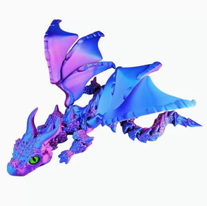 Jouet anti-stress dragon articulé en or blanc avec ailes, modèle en plastique pour adolescents et adultes - Product Image 2