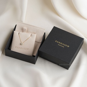 Pandasew Sang Trọng Biểu Tượng Tùy Chỉnh In Matt Hộp Quà Tặng Màu Đen Kraft Tông Nắp & Cơ Sở Đồ Trang Sức Pouch Với Pad - Product Image 4