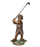 Statue en bronze sur le thème du sport fabriquée à la main, sculpture d'homme et de dame de golf en bronze grandeur nature