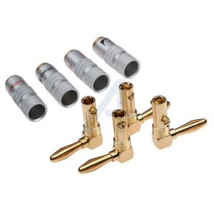 JIALUN ángulo recto 90 grados Banana Plug 4mm chapado en oro adaptador de altavoz de vídeo para conectores HIFI Banana - Product Image 3