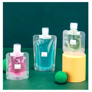 In Stock Hot Sell Matte Surface Transparent Suction Nozzle Bag Travel Liquid Refill Mini Pouch With Flip 30 50 100ml