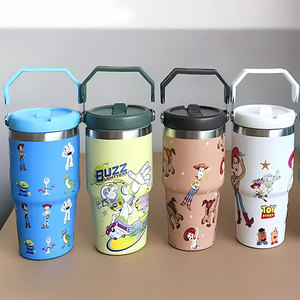 Cheap Wholesale 30oz Cartoon Luxury Thermal Cup Vacuum Straw Travel Drink Mug Insulated Stainless Steel Tumbler with Handle - Product Image 6