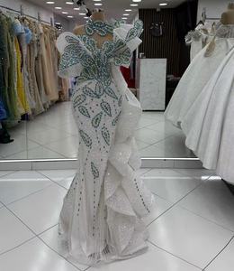 Vestidos de Noche de Sirena con Cristales Aso Ebi, Vestidos de Fiesta de Encaje con <span class=keywords><strong>Lentejuelas</strong></span> para Segunda Recepción, Cumpleaños, Compromiso - Product Image 1