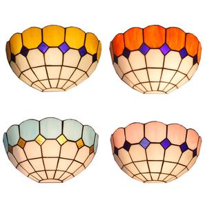 Lampe murale demi-éclairante LED 2700K en verre Tiffany brun fait main avec feuille de cuivre, style européen, pour salon, application vintage moderne - Product Image 1