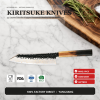 Couteau de Chef KitchenBliss de Haute Qualité, Manche en Bois de Chêne Carbonisé, 33 Couches de Damas Cuivre VG10, Forgé à la Main