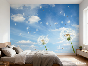Papel pintado de pelusa voladora de estilo romántico, diente de león Natural en cielo <span class=keywords><strong>azul</strong></span>, paneles de pared decorativos para el hogar y la Oficina - Product Image 2
