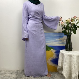 Nueva Abaya Abierta de Lino Suave para Mujer 2025, Kimono con Cinturón, Manga Ancha, Estilo Dubai, Modest, 5 Colores - Product Image 3