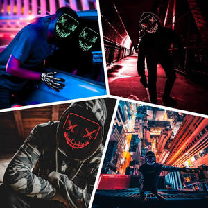 Máscara Luminosa de Luz Fría, Máscara Facial de Fantasma para Fiestas, Máscara de Disfraces, Máscara de Fantasma Aterradora, Máscara <span class=keywords><strong>LED</strong></span> Brillante de Luz Fría para Halloween - Product Image 3