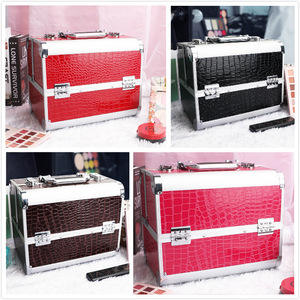 Salon Studio Nail Art <strong>Case</strong> Aluminum Frame Fashion Alligator Pattern <strong>Technician</strong> <strong>Tool</strong> Box Beauty Cosmetic Makeup Train <strong>Case</strong> - Product Image 5