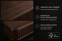 Meuble TV cannelé en chêne fumé style Japandi, meuble multimédia, fournisseur OEM de meubles de salon sur mesure, faible MOQ